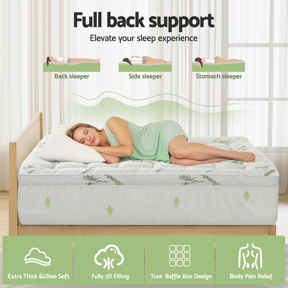 Double Giselle Bedding 1500GSM Pillowtop Mattress Topper Bamboo Mattress Pad