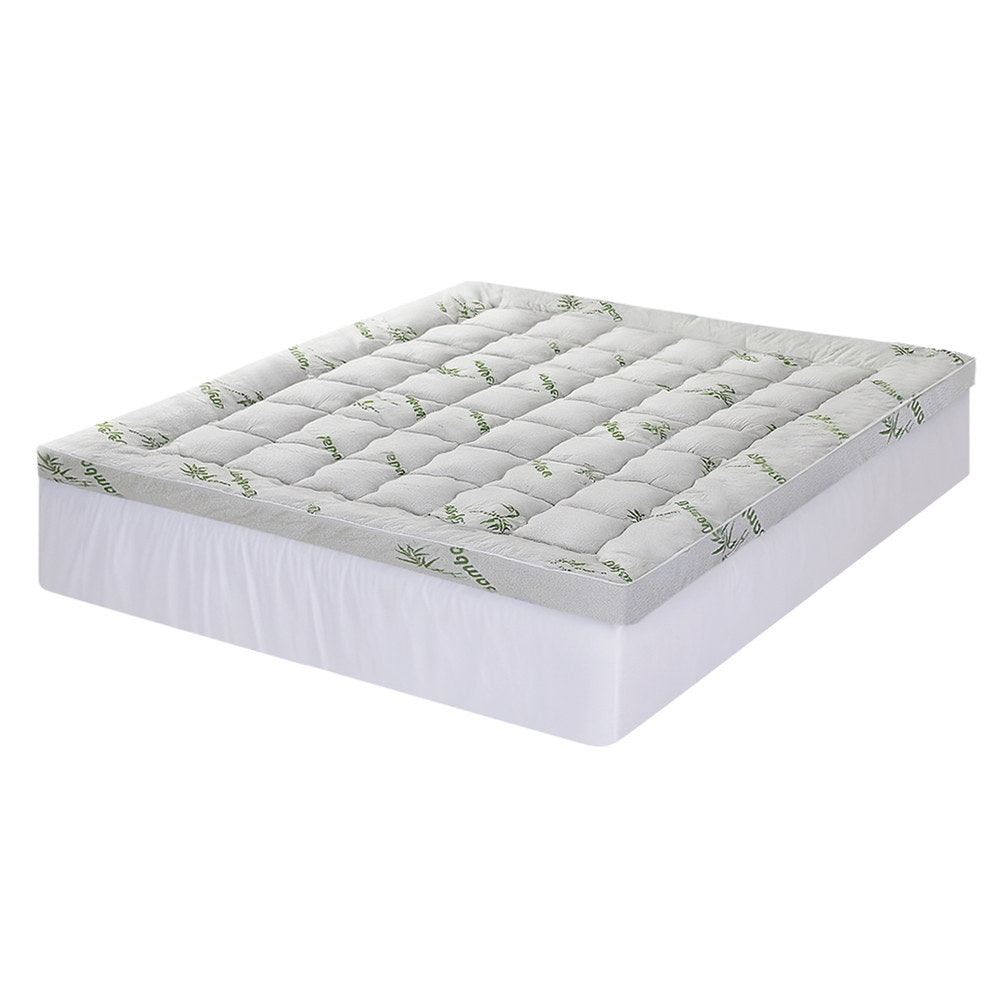 King Giselle Bedding 1500GSM Pillowtop Mattress Topper Bamboo Mattress Pad