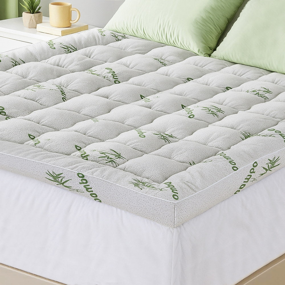 King Giselle Bedding 1500GSM Pillowtop Mattress Topper Bamboo Mattress Pad