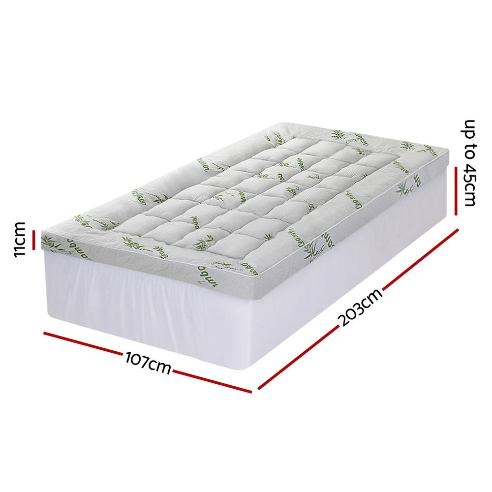 King Single Giselle Bedding 1500GSM Pillowtop Mattress Topper Bamboo Mattress Pad