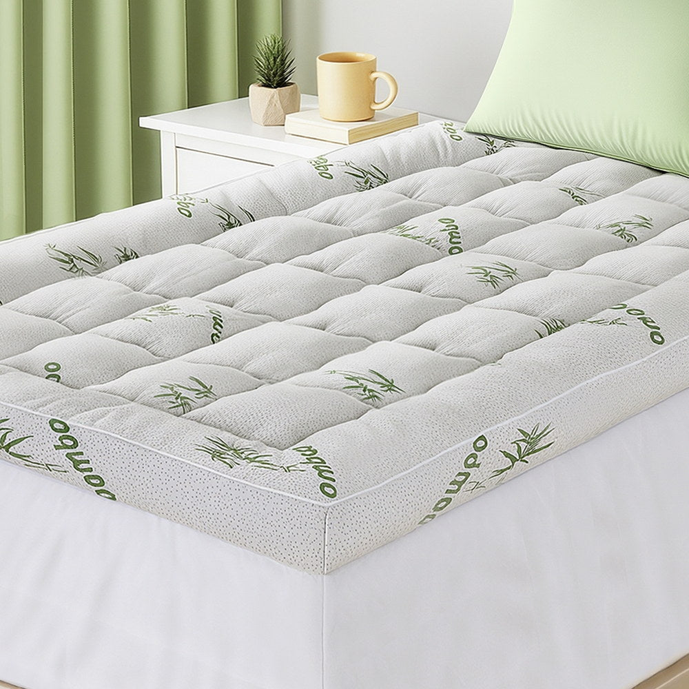 King Single Giselle Bedding 1500GSM Pillowtop Mattress Topper Bamboo Mattress Pad
