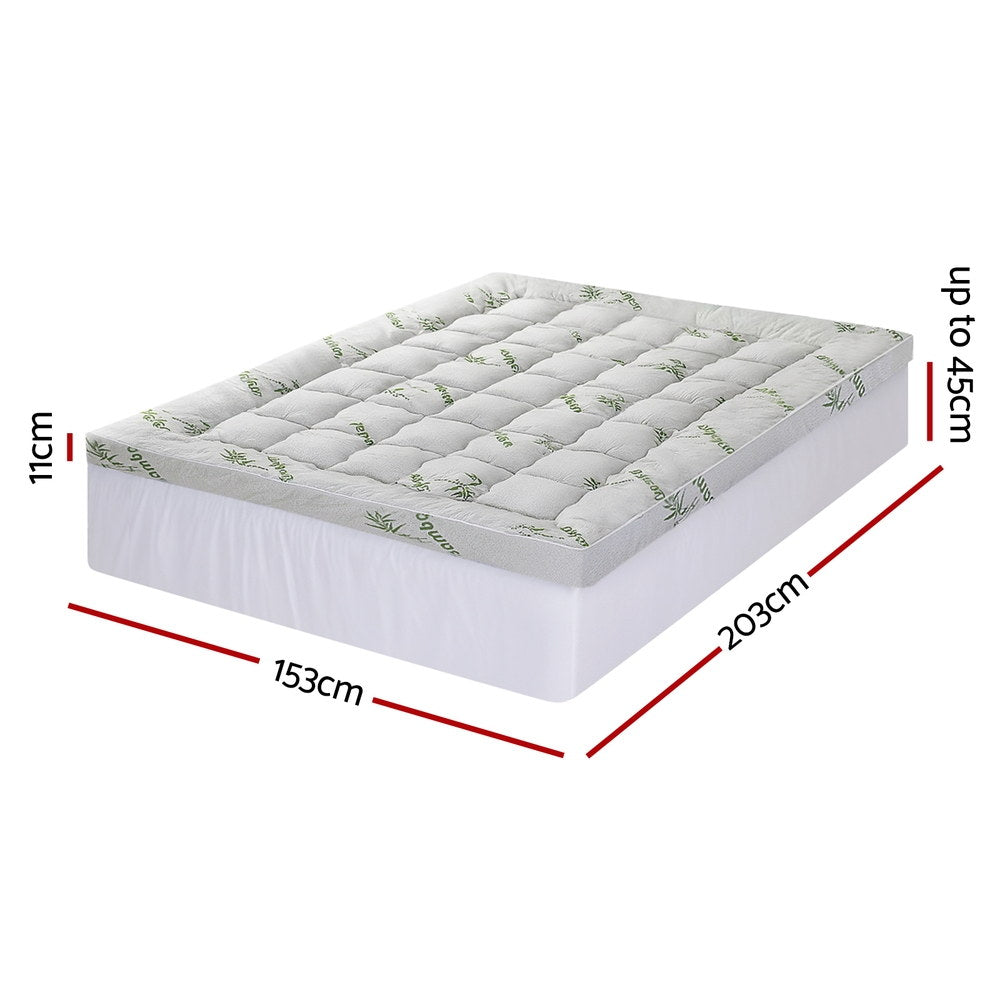 Queen Giselle Bedding 1500GSM Pillowtop Mattress Topper Bamboo Mattress Pad