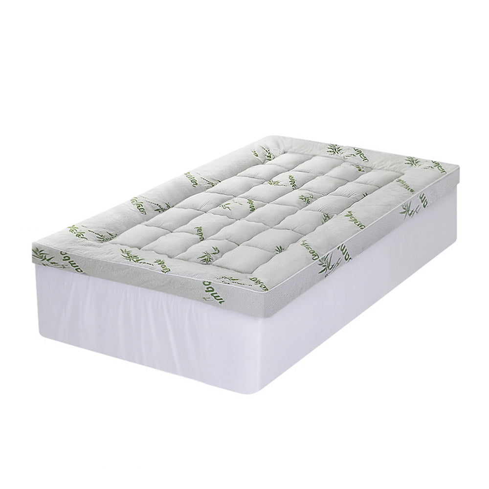 Single Giselle Bedding 1500GSM Pillowtop Mattress Topper Bamboo Mattress Pad