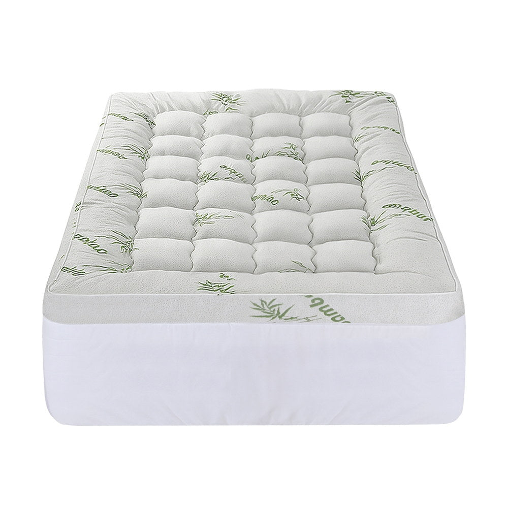 Single Giselle Bedding 1500GSM Pillowtop Mattress Topper Bamboo Mattress Pad