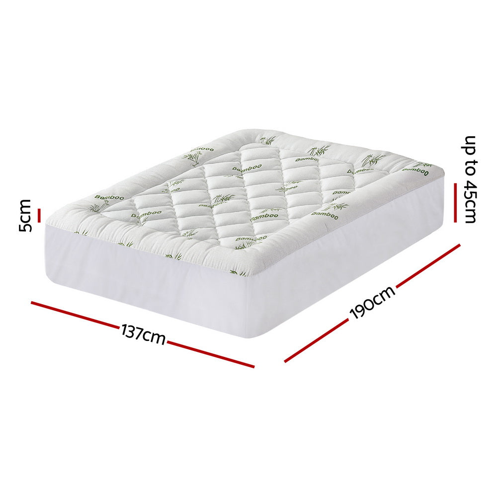 Double Giselle Bedding 5cm Pillowtop Mattress Topper 1000GSM Thick Soft Bamboo Cooling Pad