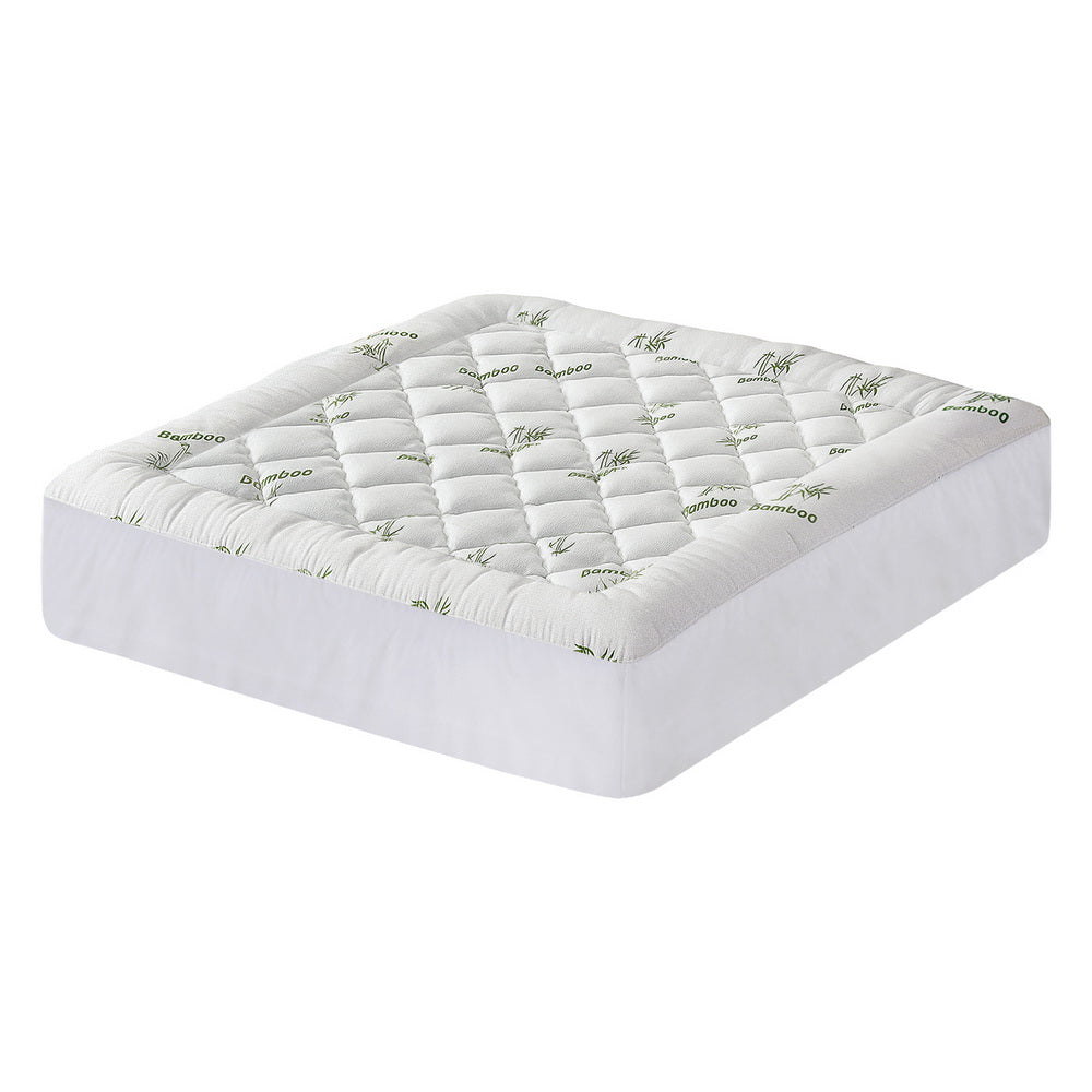 King Giselle Bedding 5cm Pillowtop Mattress Topper 1000GSM Thick Soft Bamboo Cooling Pad