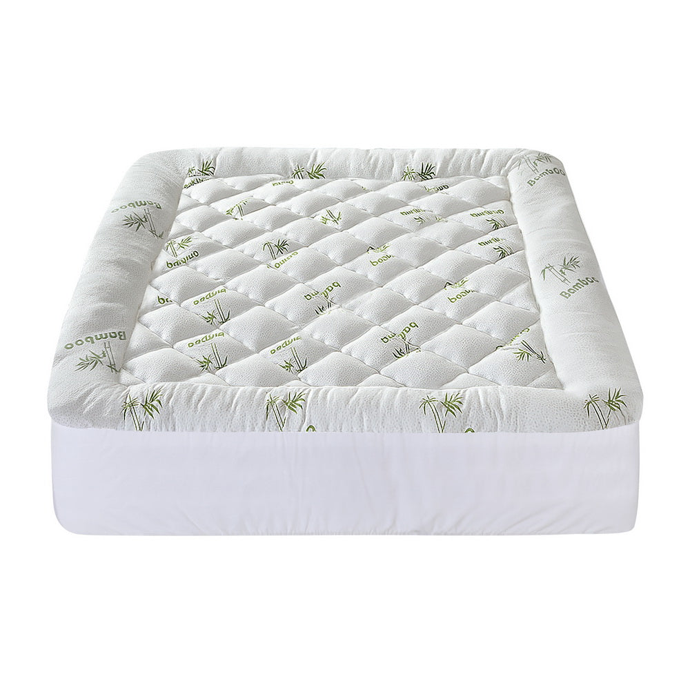 King Giselle Bedding 5cm Pillowtop Mattress Topper 1000GSM Thick Soft Bamboo Cooling Pad