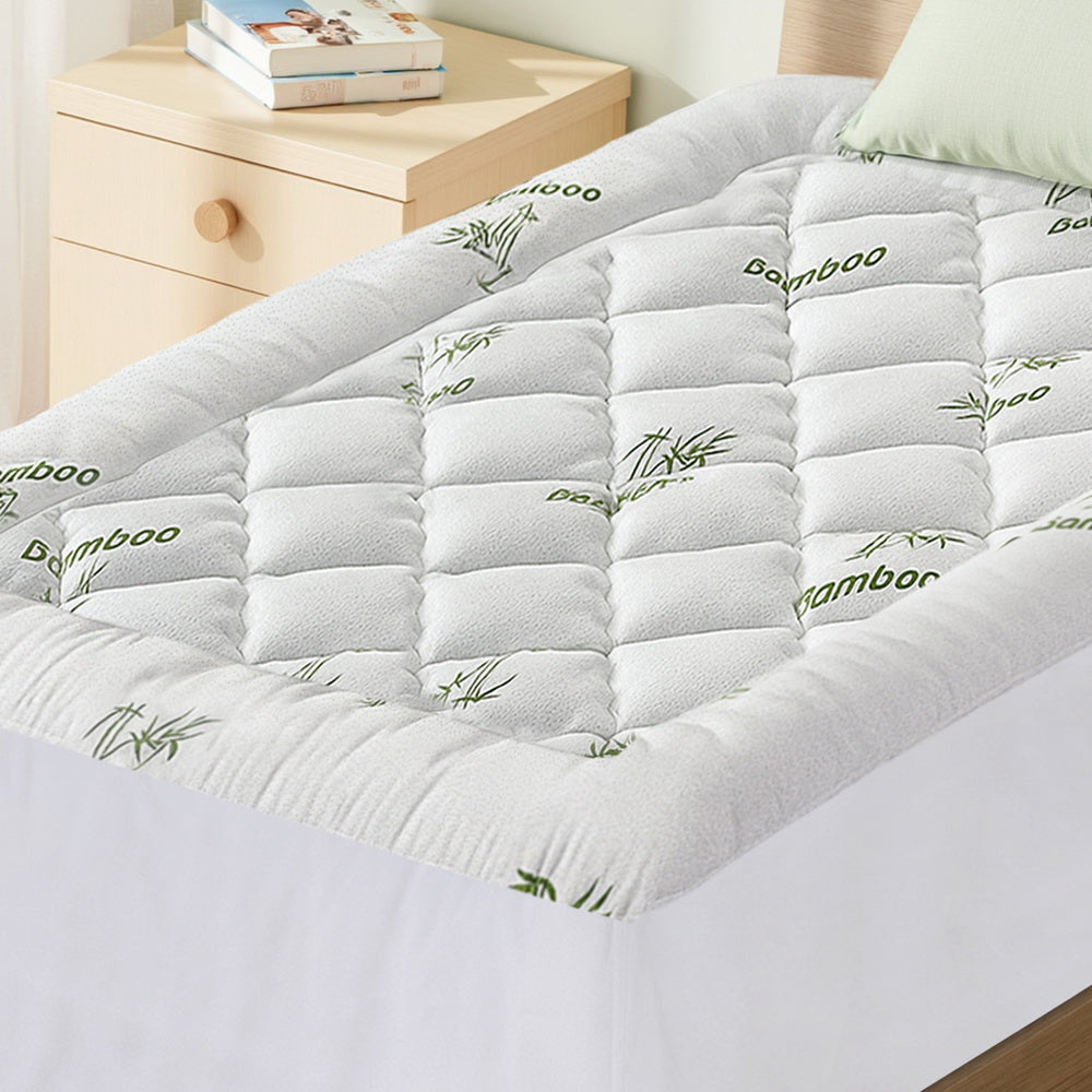 King Single Giselle Bedding 5cm Pillowtop Mattress Topper 1000GSM Thick Soft Bamboo Cooling Pad