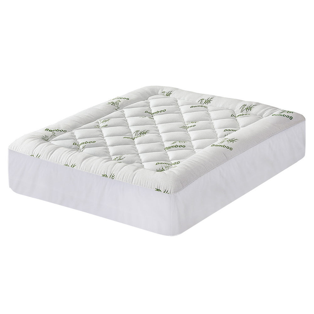 Queen Giselle Bedding 5cm Pillowtop Mattress Topper 1000GSM Thick Soft Bamboo Cooling Pad