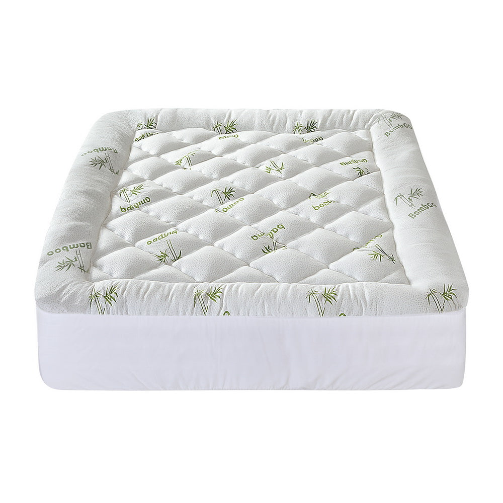 Queen Giselle Bedding 5cm Pillowtop Mattress Topper 1000GSM Thick Soft Bamboo Cooling Pad