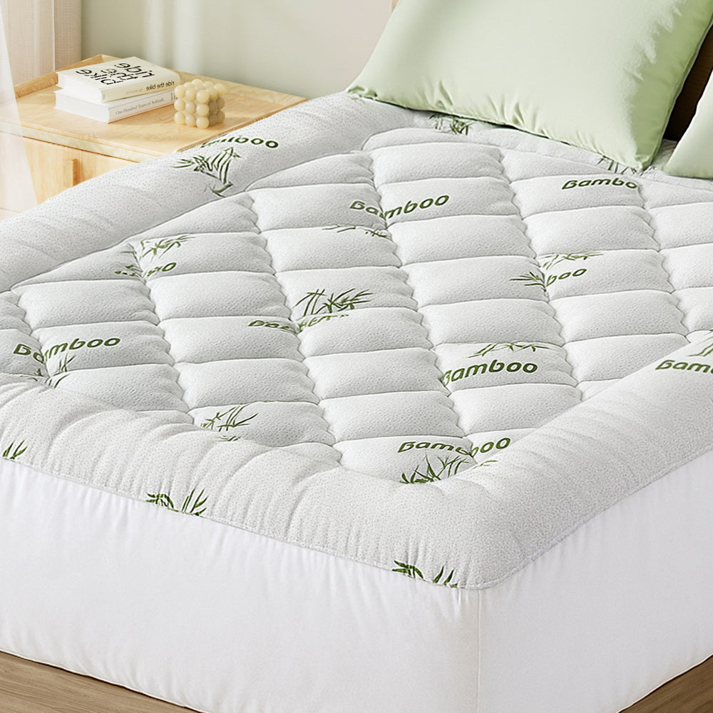 Queen Giselle Bedding 5cm Pillowtop Mattress Topper 1000GSM Thick Soft Bamboo Cooling Pad
