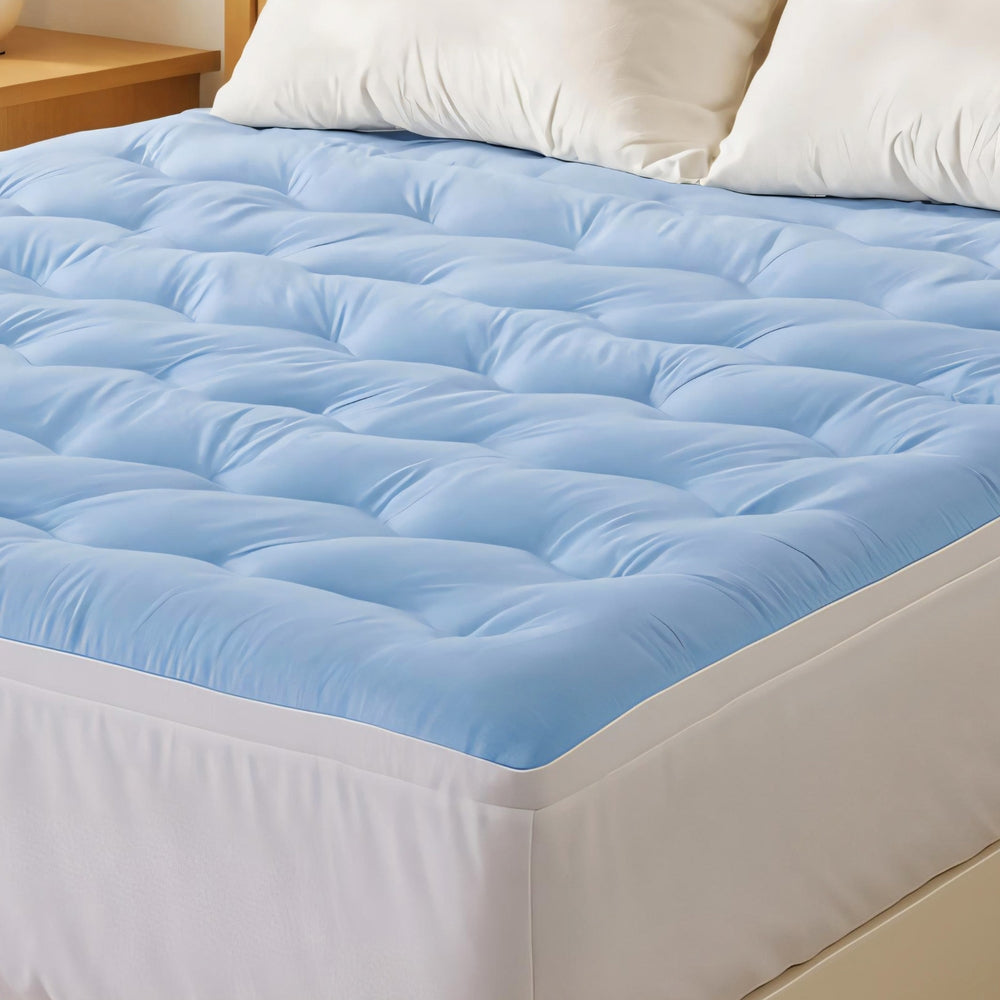 King Giselle Bedding Pillowtop Mattress Topper 5cm Reversible Cooling & Soft Coral Fleece Pad