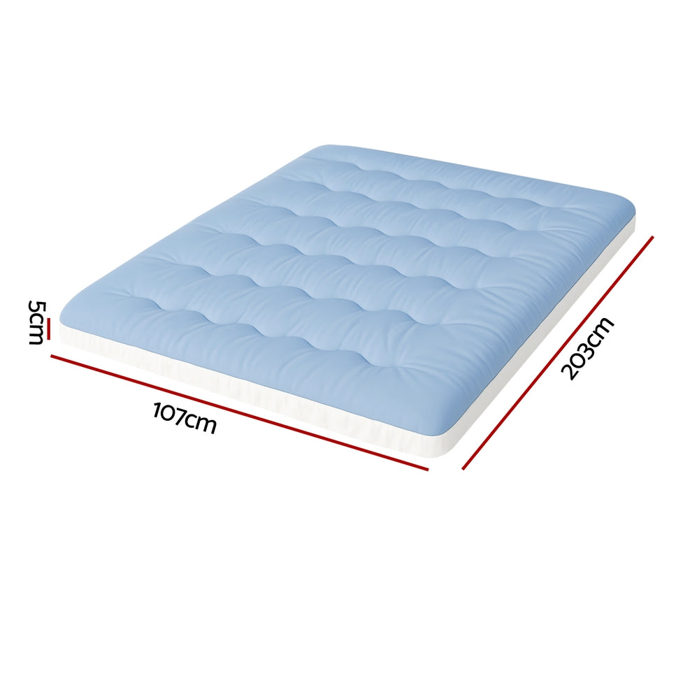 King Single Giselle Bedding Pillowtop Mattress Topper 5cm Reversible Cooling & Soft Coral Fleece Pad