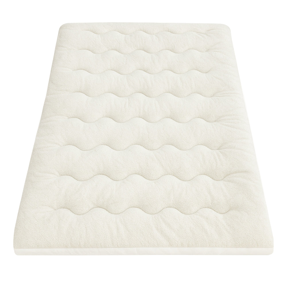 King Single Giselle Bedding Pillowtop Mattress Topper 5cm Reversible Cooling & Soft Coral Fleece Pad