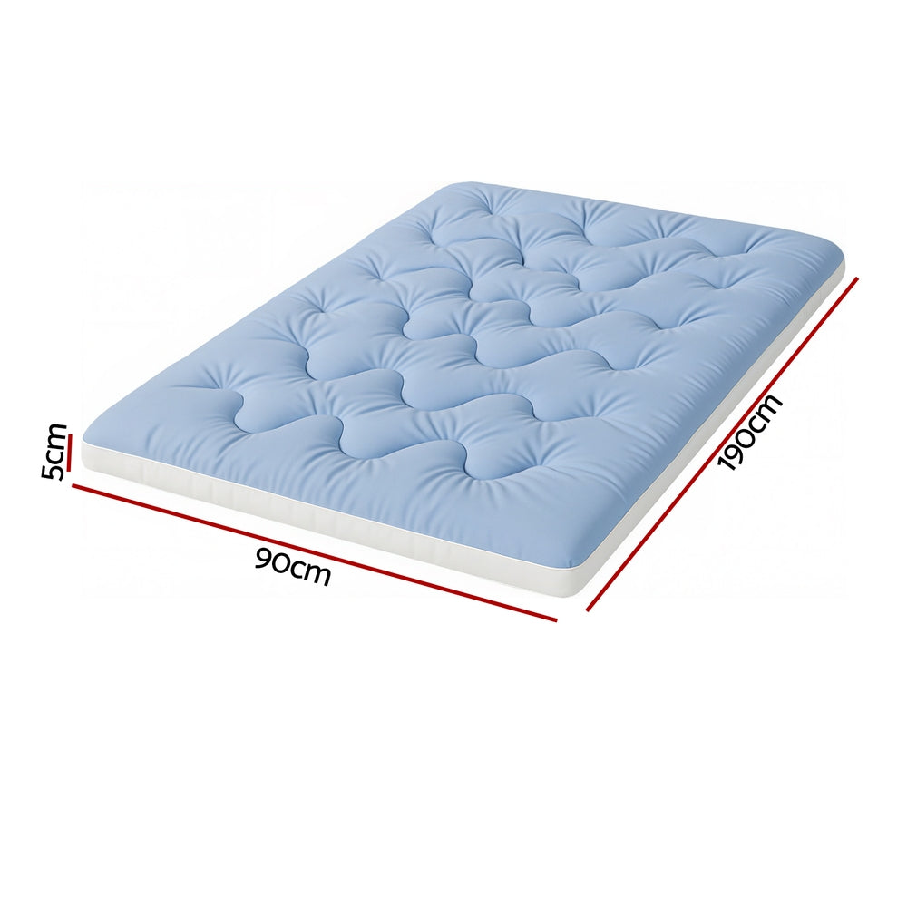 Single Giselle Bedding Pillowtop Mattress Topper 5cm Reversible Cooling & Soft Coral Fleece Pad