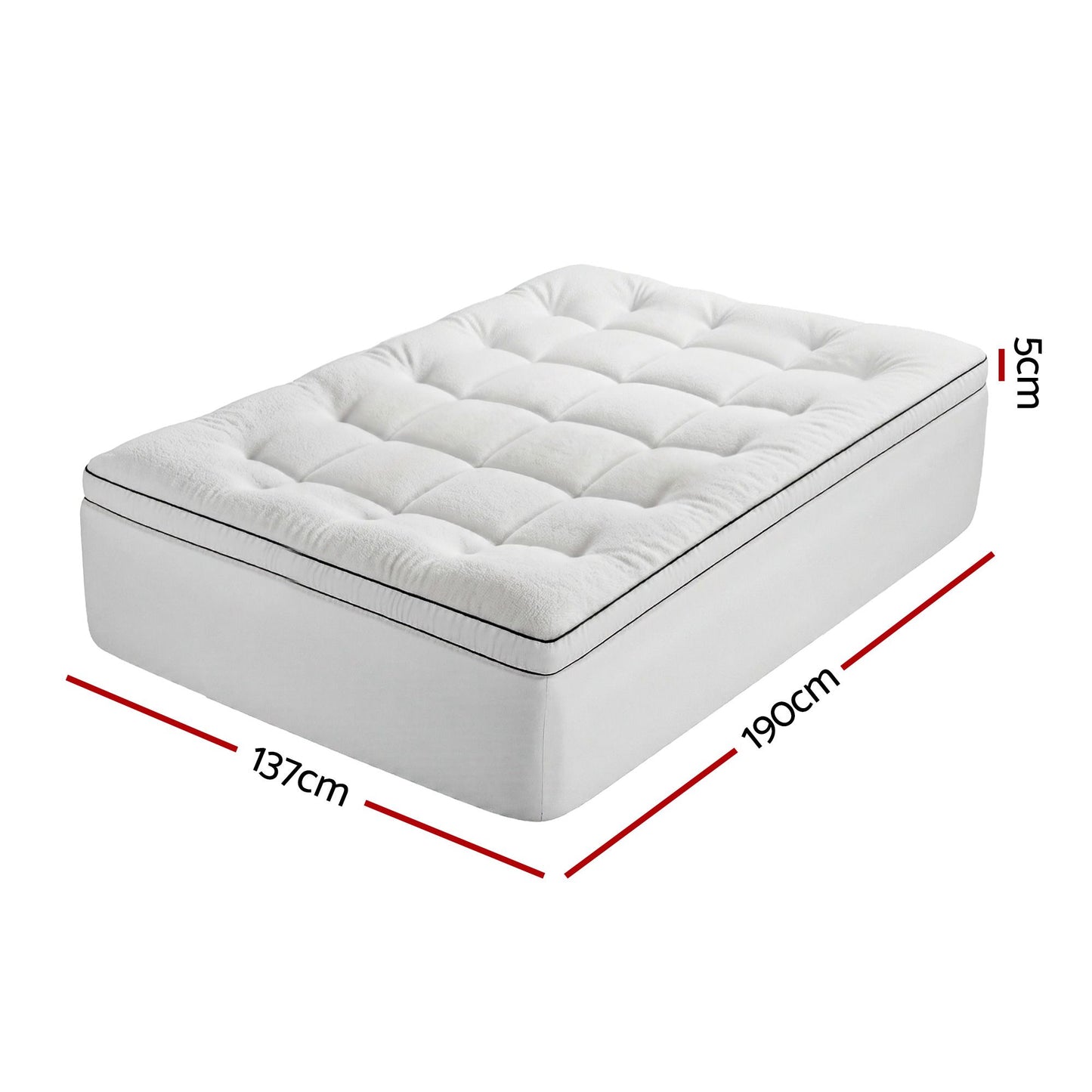 Double Giselle Bedding Mattress Topper 5cm Coral Fleece