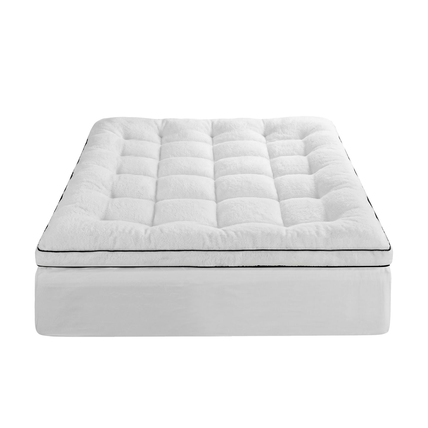Double Giselle Bedding Mattress Topper 5cm Coral Fleece