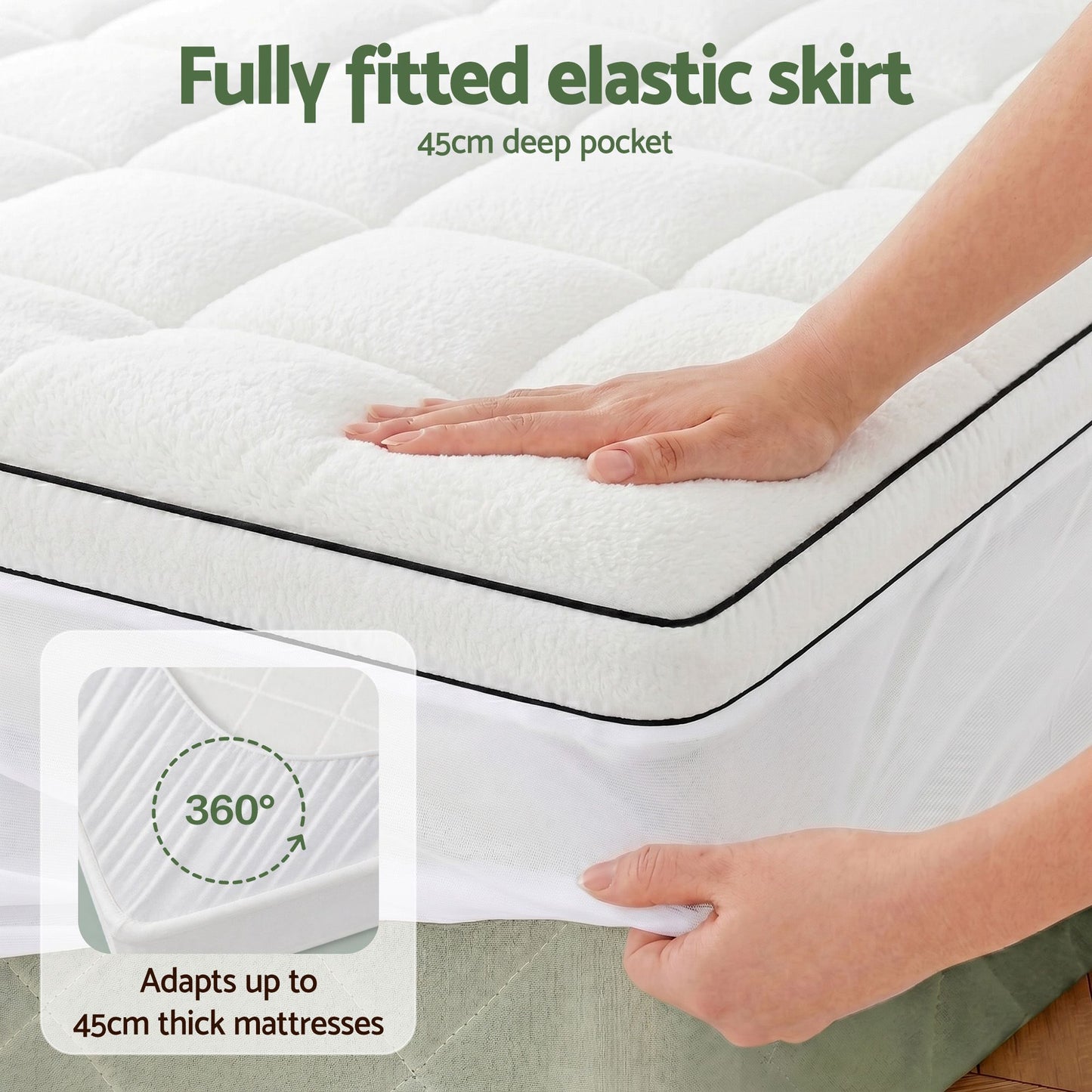 Double Giselle Bedding Mattress Topper 5cm Coral Fleece