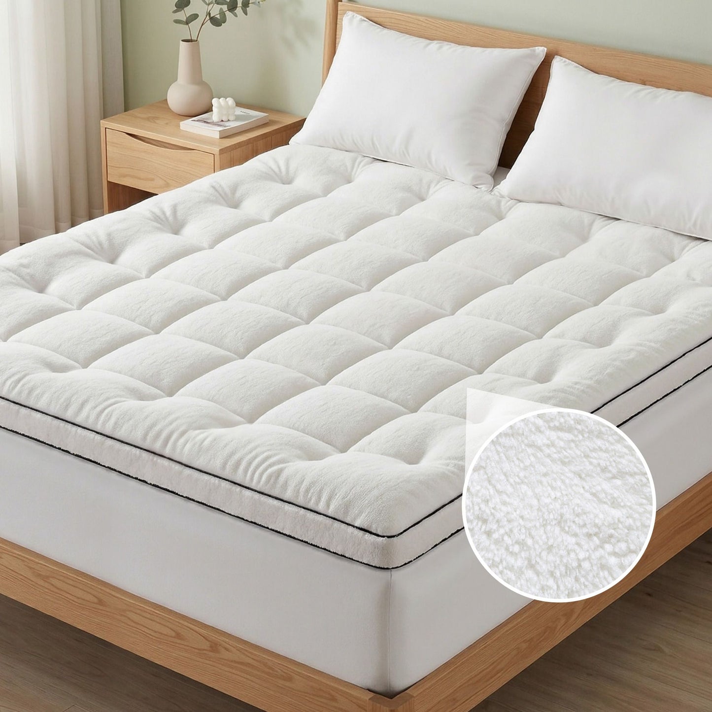 King Giselle Bedding Mattress Topper 5cm Coral Fleece
