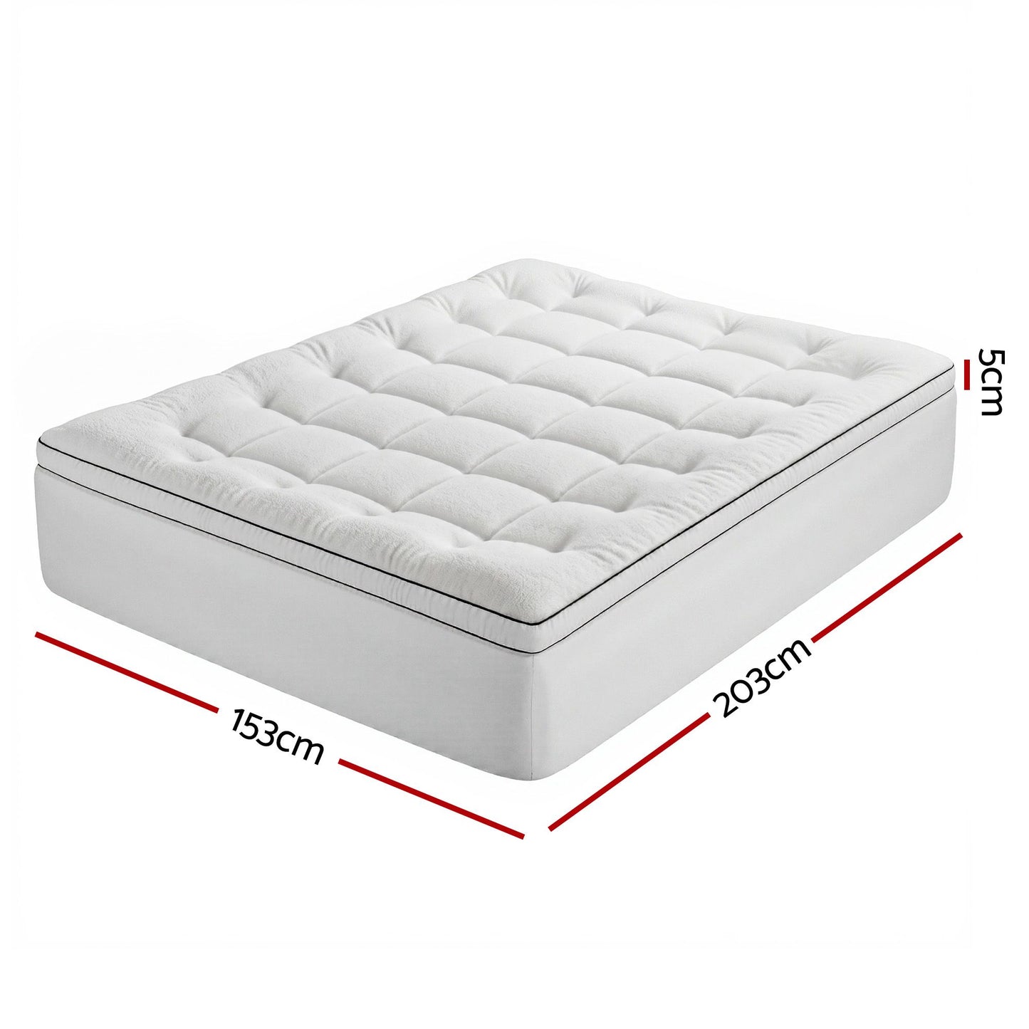 Queen Giselle Bedding Mattress Topper 5cm Coral Fleece
