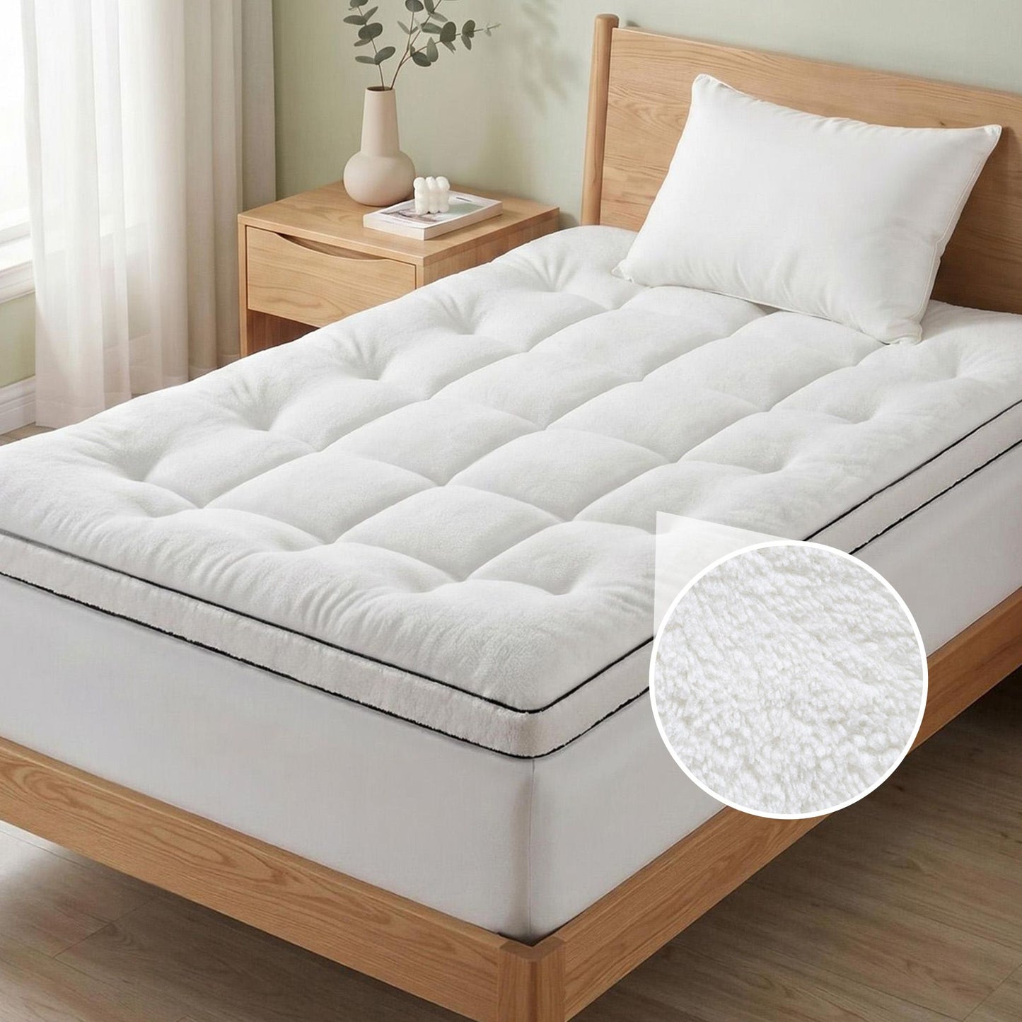 Single Giselle Bedding Mattress Topper 5cm Coral Fleece