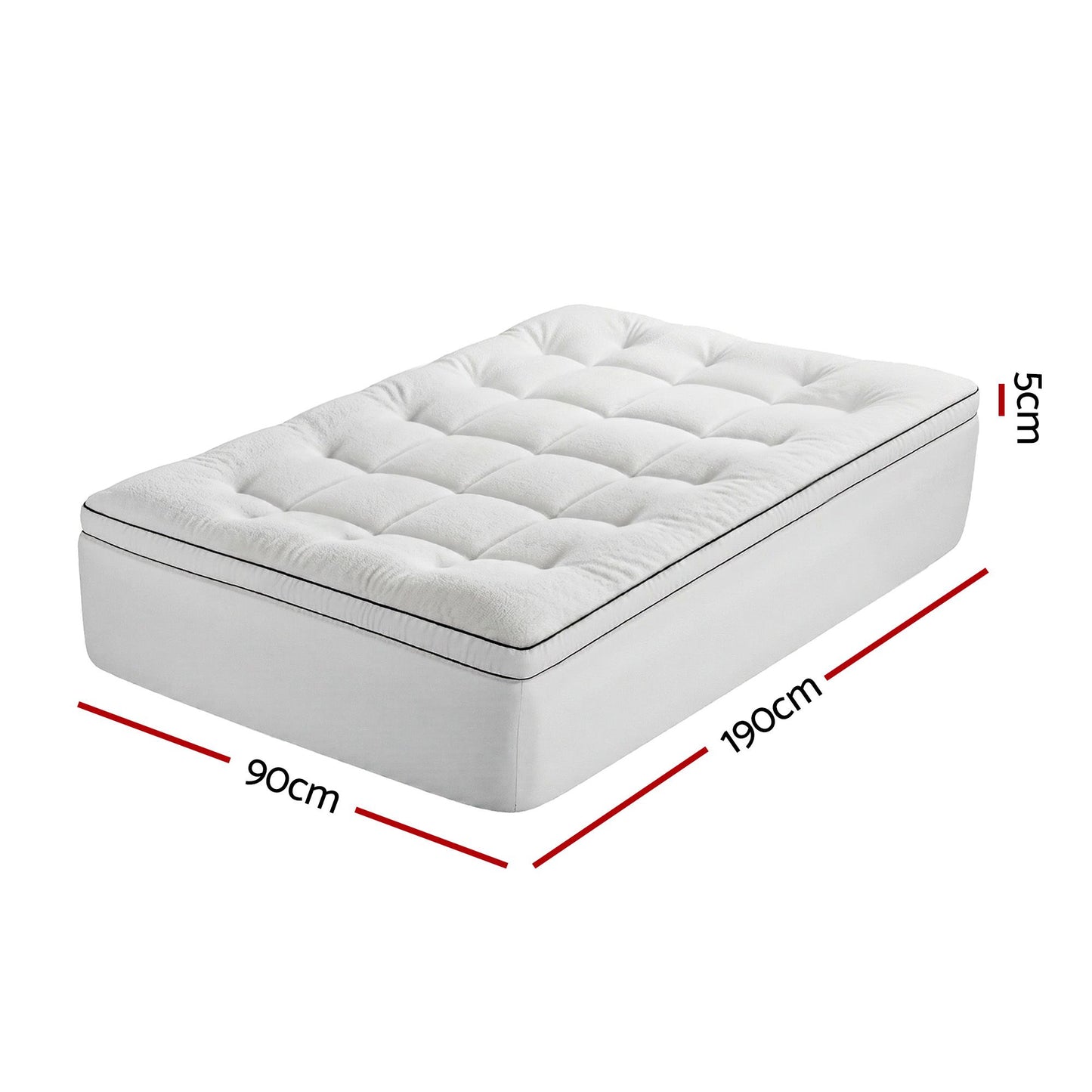Single Giselle Bedding Mattress Topper 5cm Coral Fleece