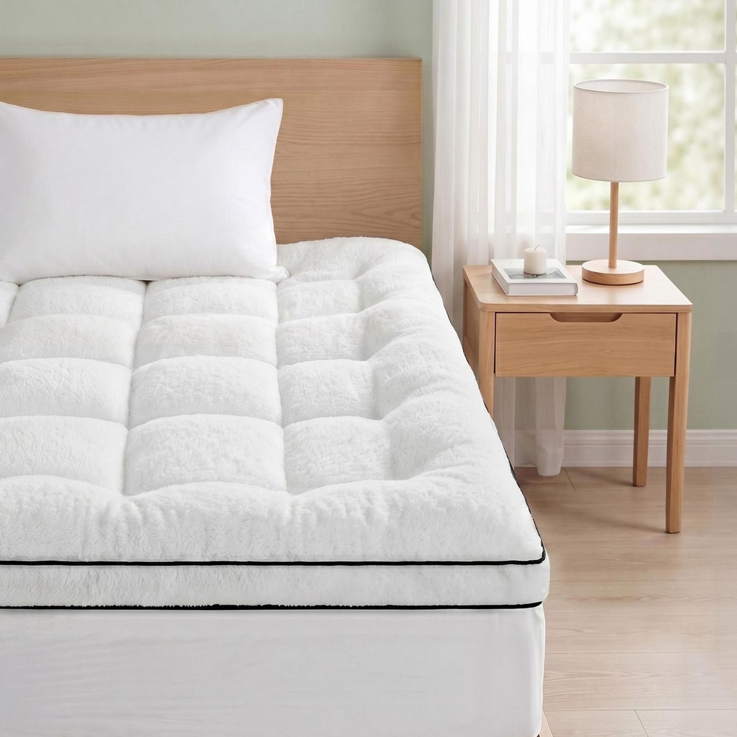 Single Giselle Bedding Mattress Topper 5cm Coral Fleece