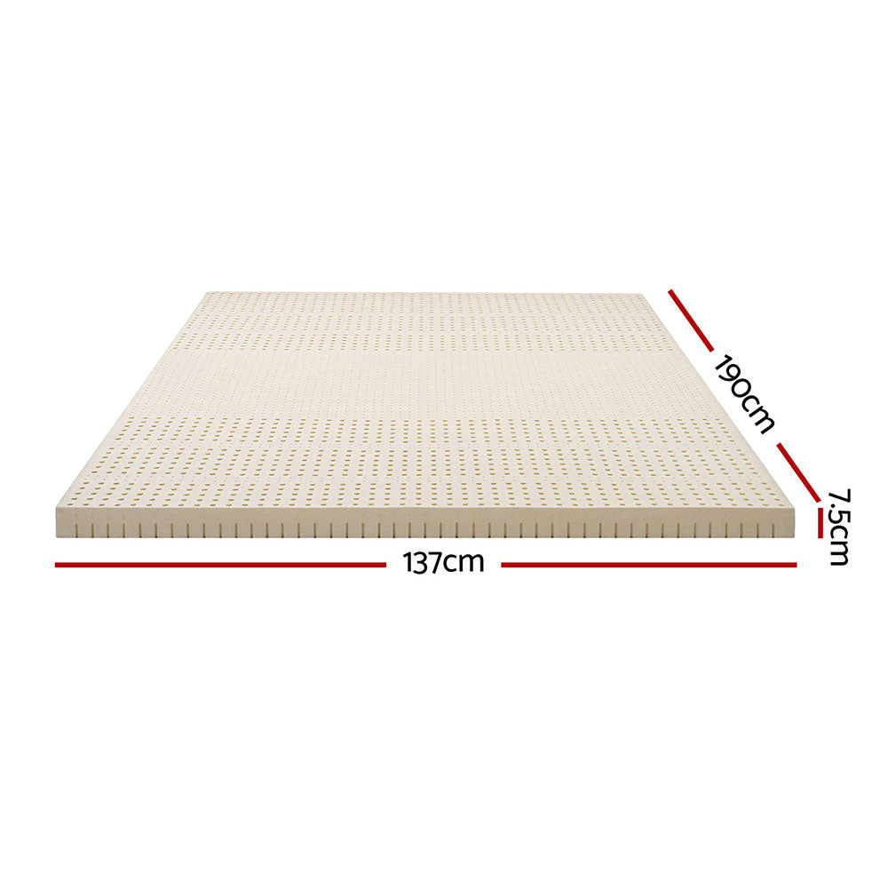 Double Giselle Bedding Latex Mattress Topper, 7.5cm Thick 7-Zone Pressure Relief Bed Pad Beige