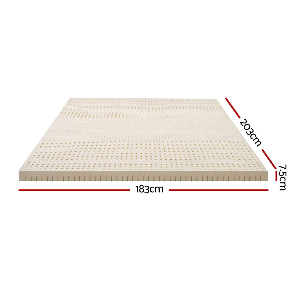 King Giselle Bedding Latex Mattress Topper, 7.5cm Thick 7-Zone Pressure Relief Bed Pad Beige