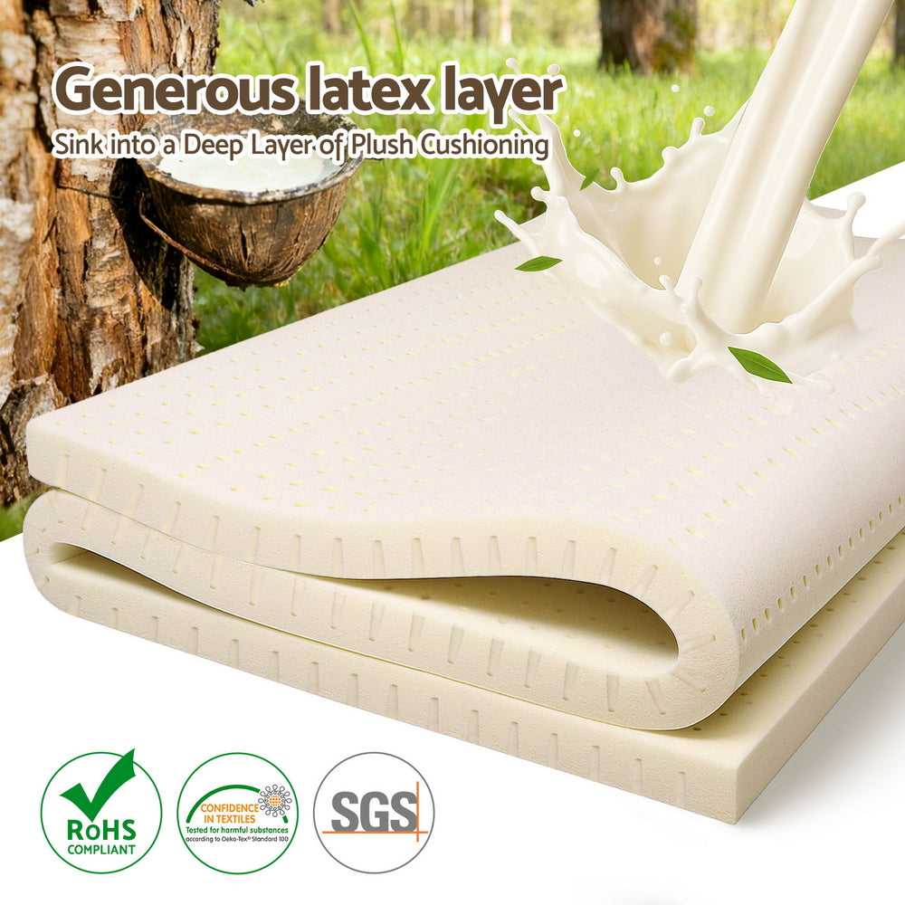 Single Giselle Bedding Latex Mattress Topper, 5cm Thick Cooling Bed Pad