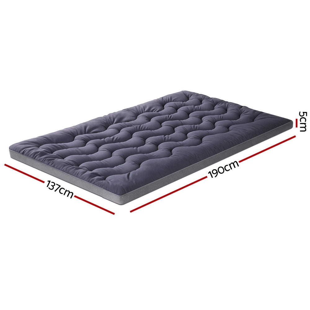 Double Giselle Bedding 5cm Pillowtop Topper Bamboo Polyester Blend Fibre Pad 500GSM