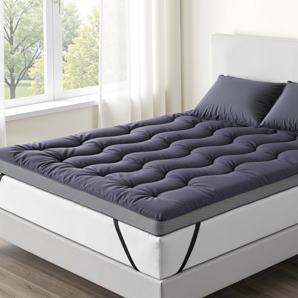 Double Giselle Bedding 5cm Pillowtop Topper Bamboo Polyester Blend Fibre Pad 500GSM