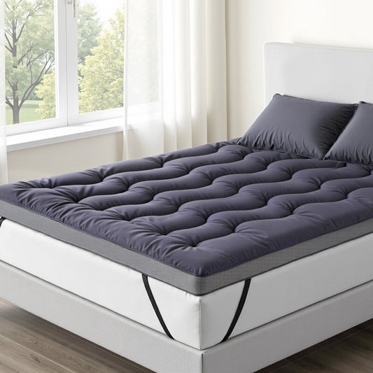 Double Giselle Bedding 5cm Pillowtop Topper Bamboo Polyester Blend Fibre Pad 500GSM