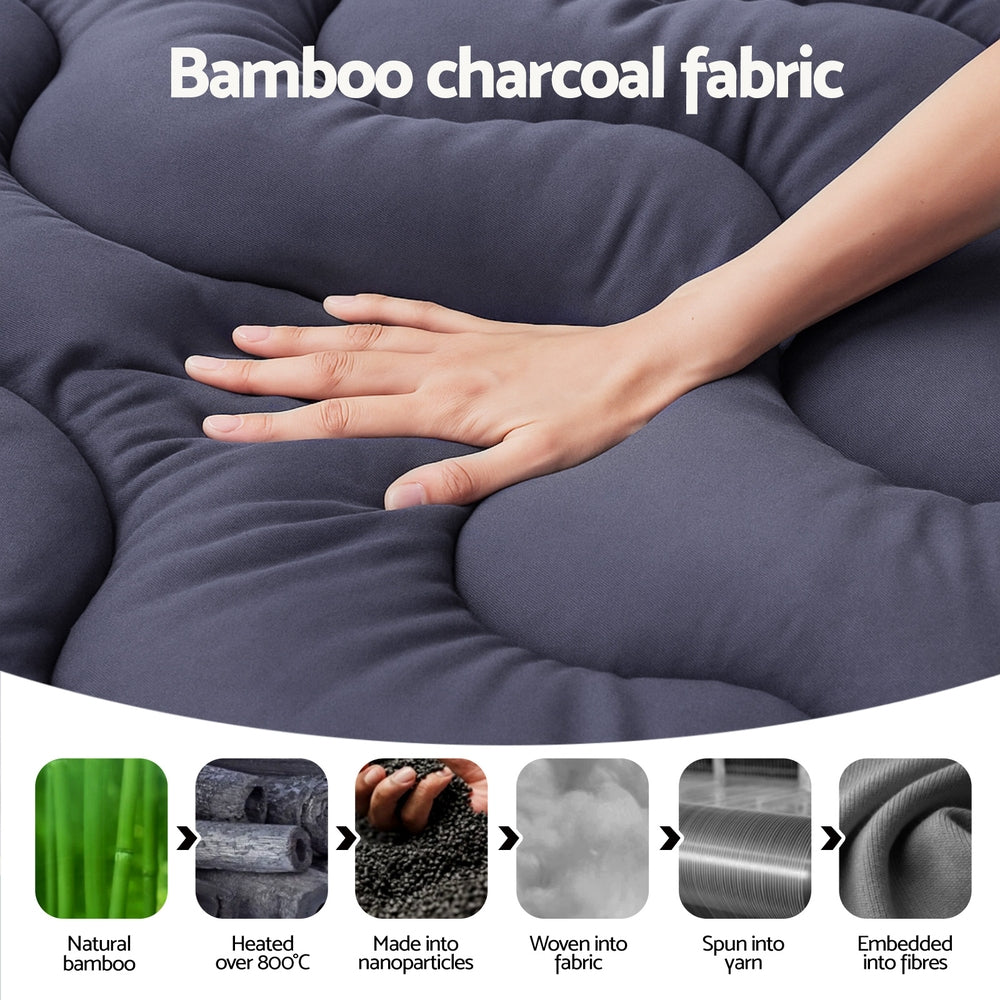 King Giselle Bedding 5cm Pillowtop Topper Bamboo Polyester Blend Fibre Pad 500GSM