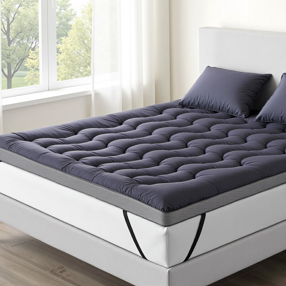 King Giselle Bedding 5cm Pillowtop Topper Bamboo Polyester Blend Fibre Pad 500GSM