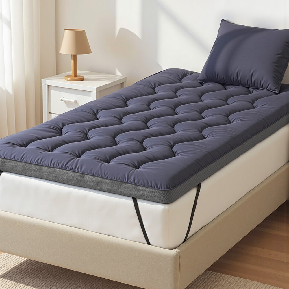 King Single Giselle Bedding 5cm Pillowtop Topper Bamboo Polyester Blend Fibre Pad 500GSM