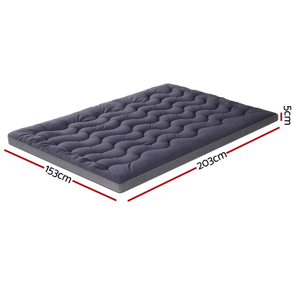 Queen Giselle Bedding 5cm Pillowtop Topper Bamboo Polyester Blend Fibre Pad 500GSM