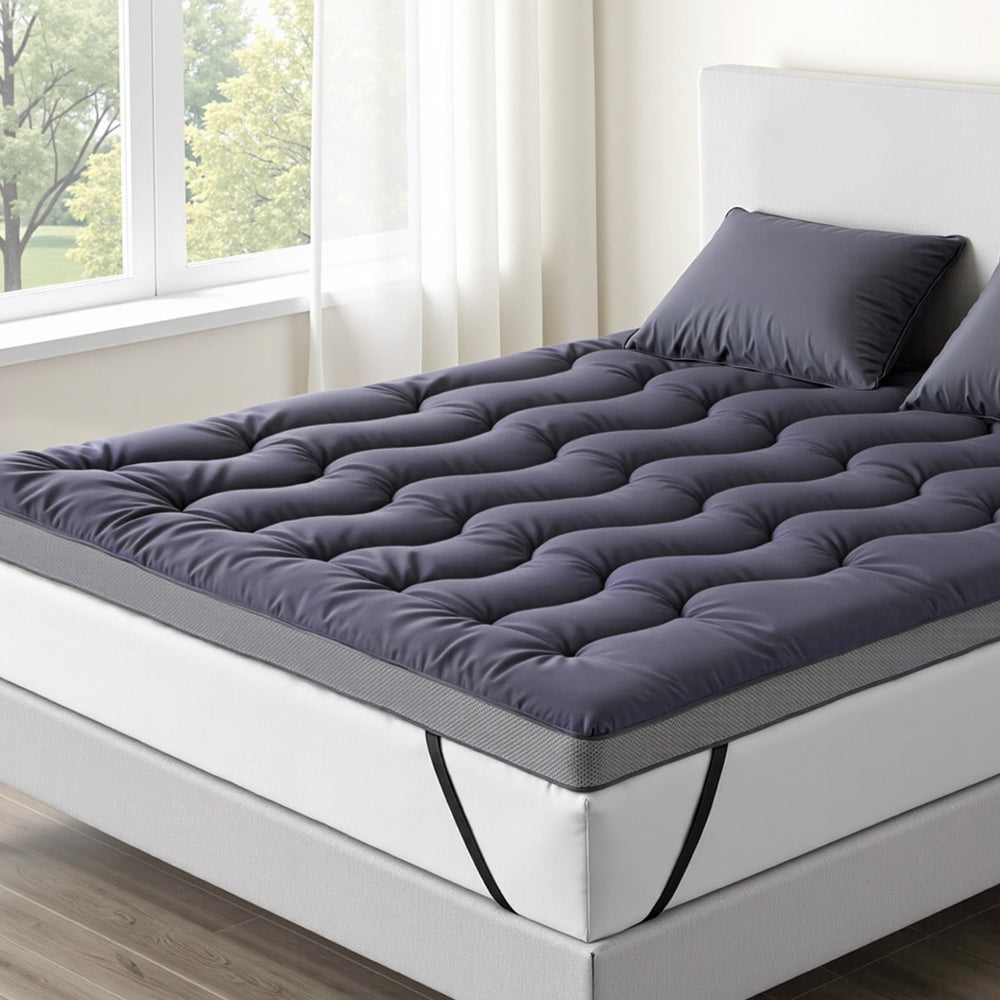 Queen Giselle Bedding 5cm Pillowtop Topper Bamboo Polyester Blend Fibre Pad 500GSM