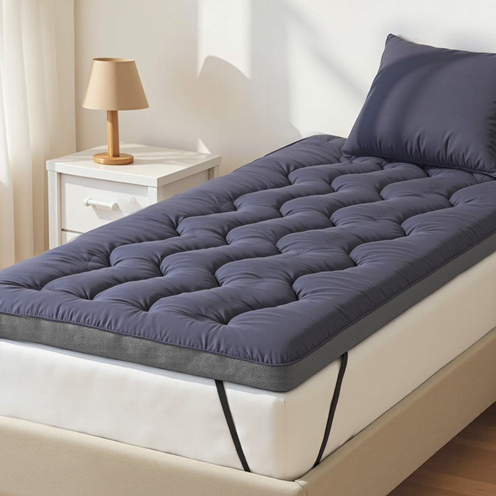 Single Giselle Bedding 5cm Pillowtop Topper Bamboo Polyester Blend Fibre Pad 500GSM