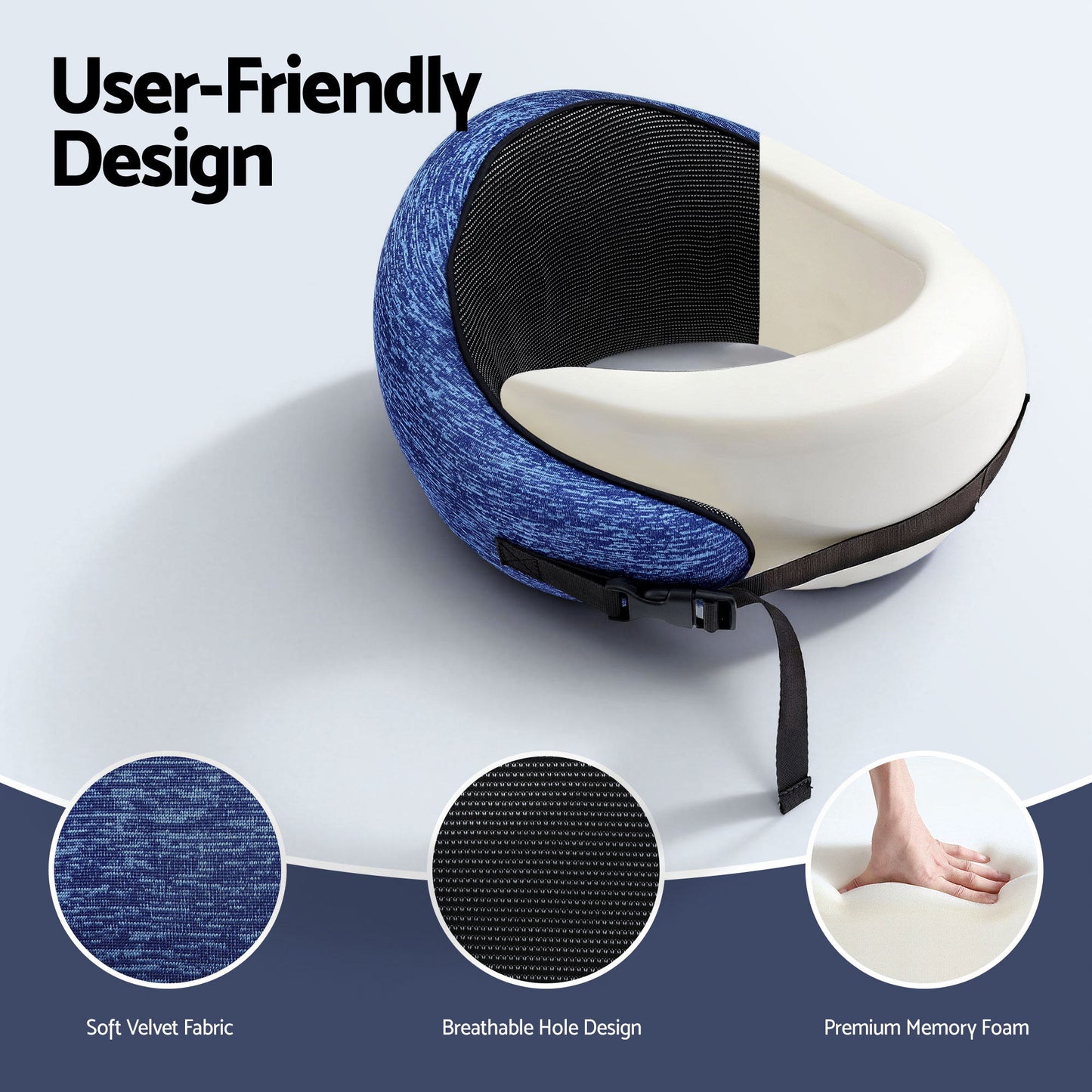 Travel Pillow Washable Cover with Storage Bag - Blue