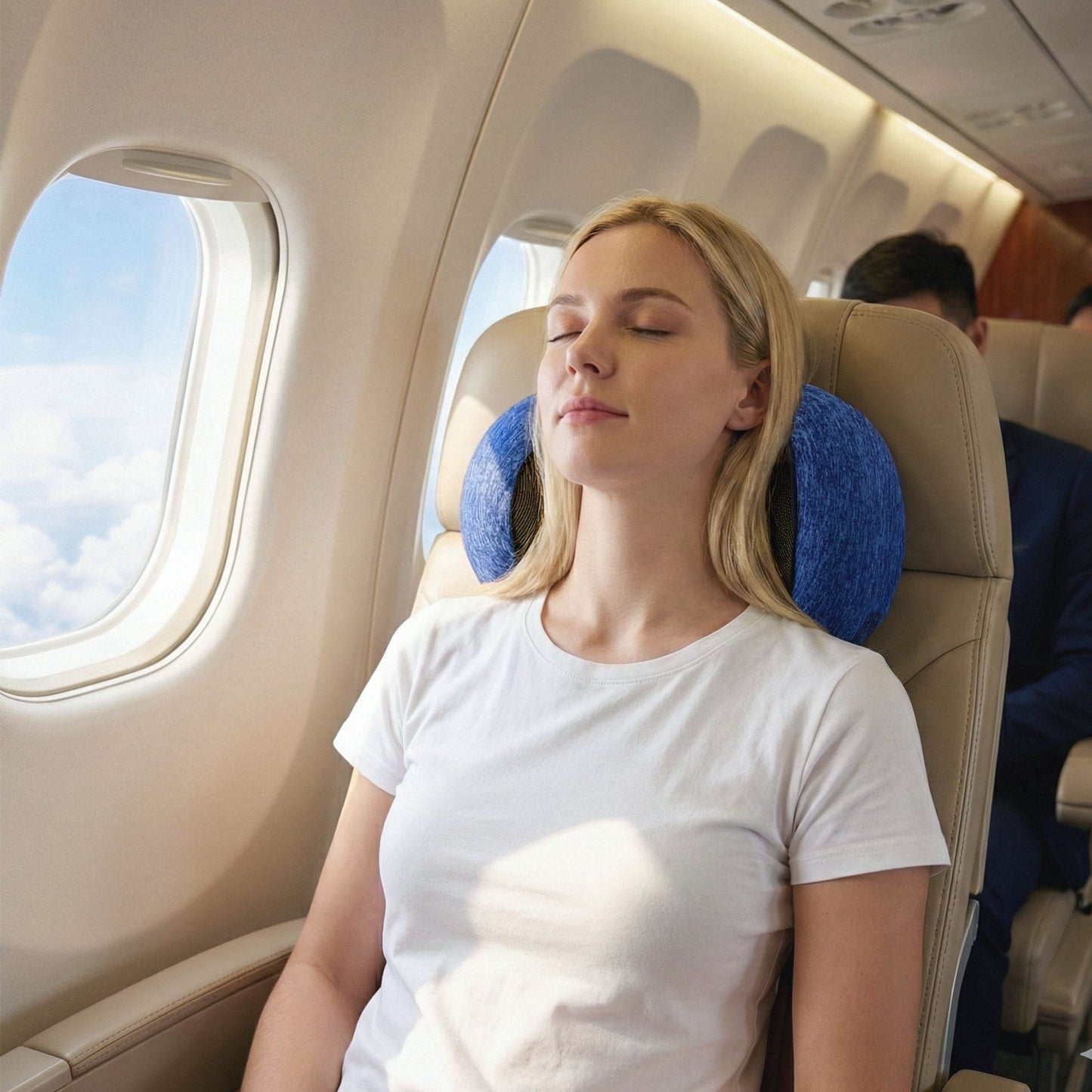 Travel Pillow Washable Cover with Storage Bag - Blue