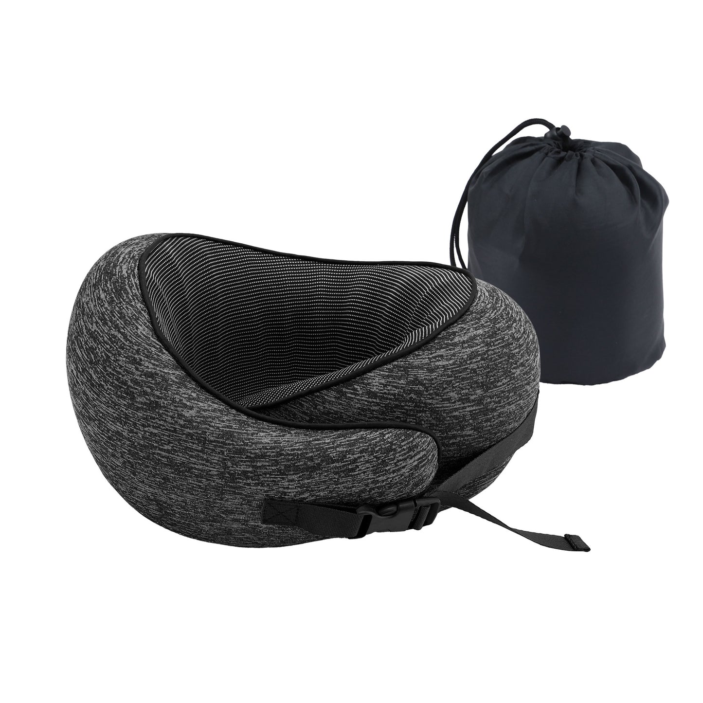 Travel Pillow Soft & Washable Cover with Storage Bag - Dark Grey