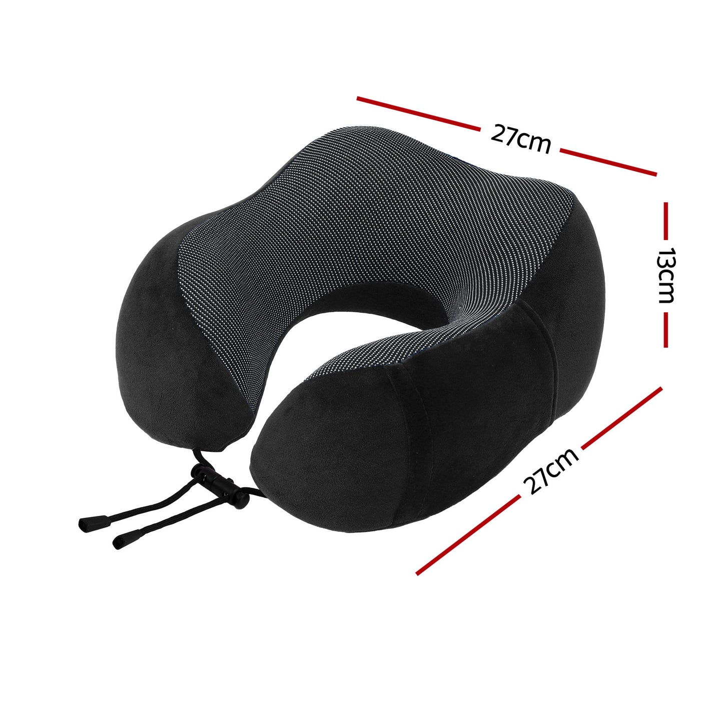 Travel Pillow Soft & Washable Cover with Storage Bag - Black