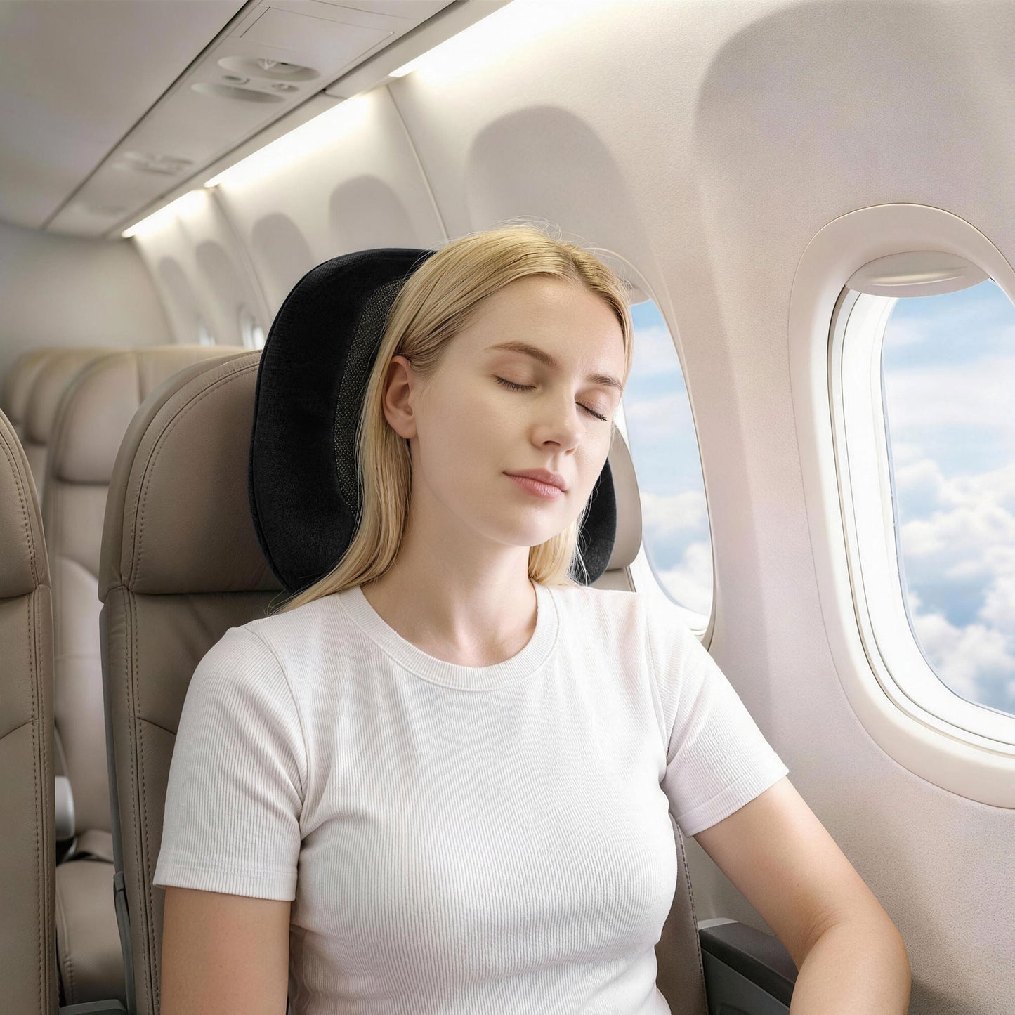 Travel Pillow Soft & Washable Cover with Storage Bag - Black