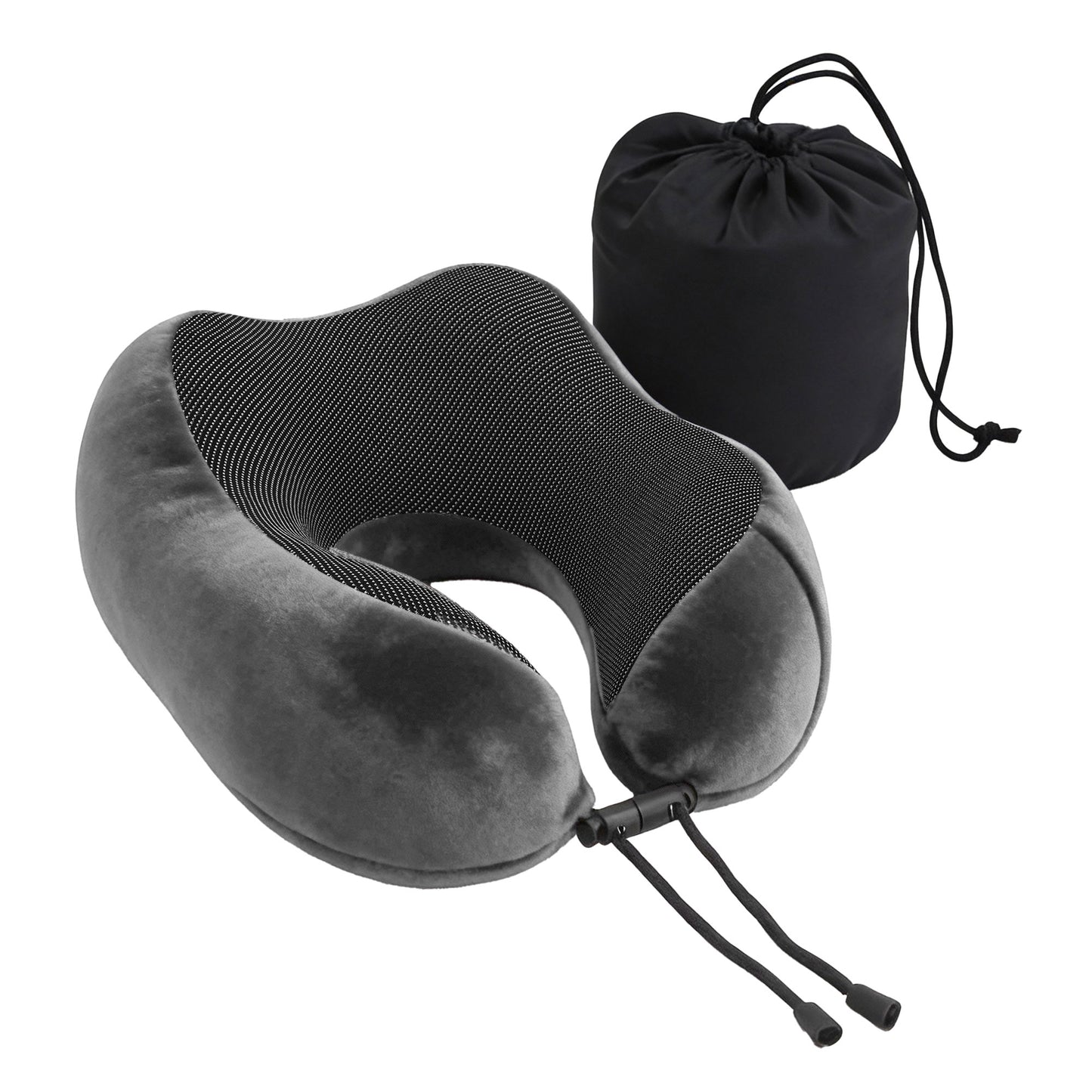 Travel Pillow Soft & Washable Cover with Storage Bag - Grey