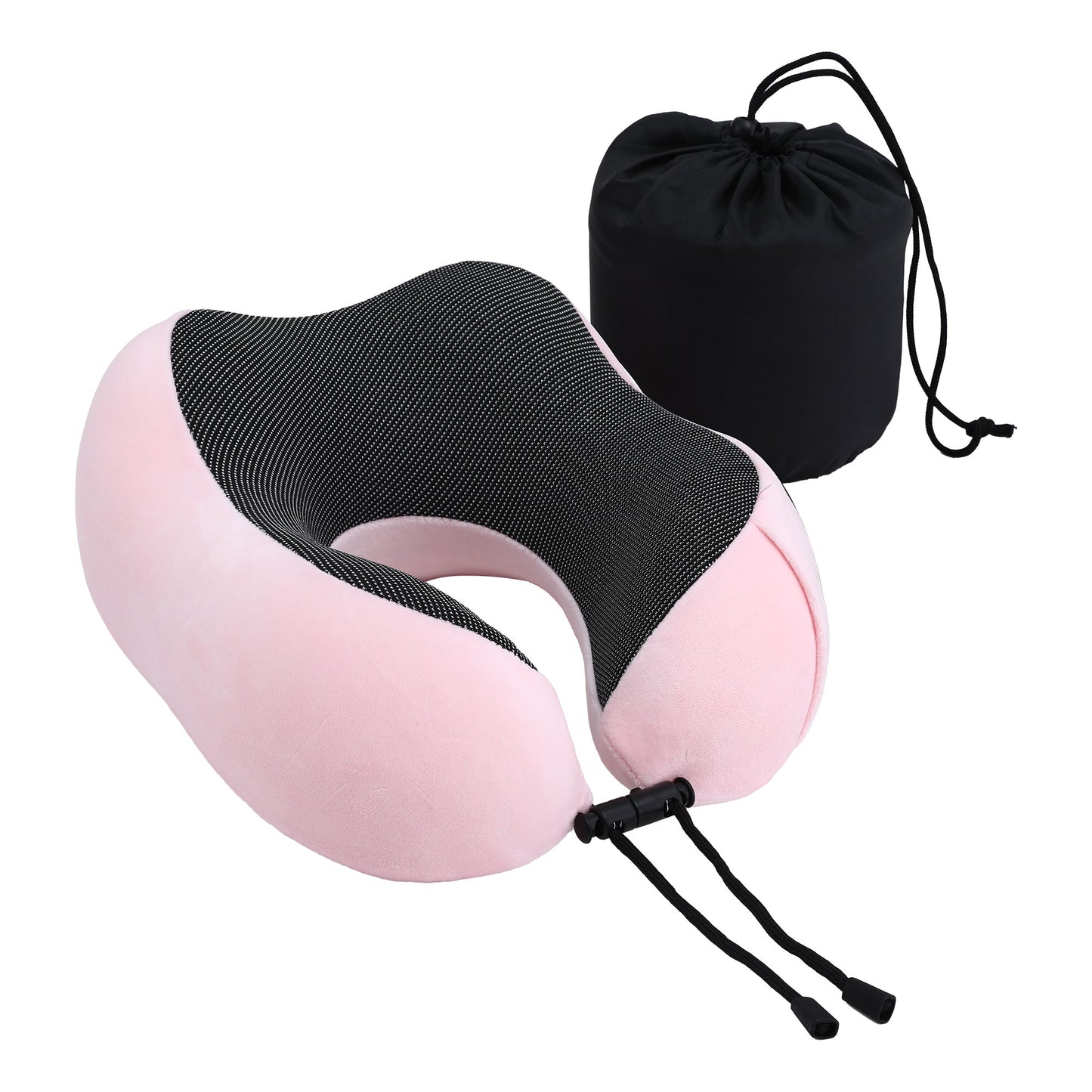 Travel Pillow Soft & Washable Cover with Storage Bag - Pink