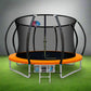 10ft Trampoline Round Trampolines With Basketball Hoop Kids Present Gift Enclosure Safety Net Pad Outdoor Orange