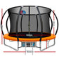 10ft Trampoline Round Trampolines With Basketball Hoop Kids Present Gift Enclosure Safety Net Pad Outdoor Orange