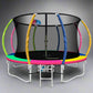 12ft Trampoline Round Trampolines With Basketball Hoop Kids Present Gift Enclosure Safety Net Pad Outdoor Multi-coloured