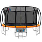 16ft Trampoline Round Trampolines With Basketball Hoop Kids Present Gift Enclosure Safety Net Pad Outdoor Orange